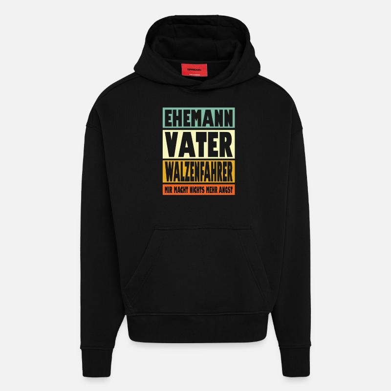 Walzenfahrer Vater Ehemann Held - Hoodie- made by SPREAD  - SOLID BLACK