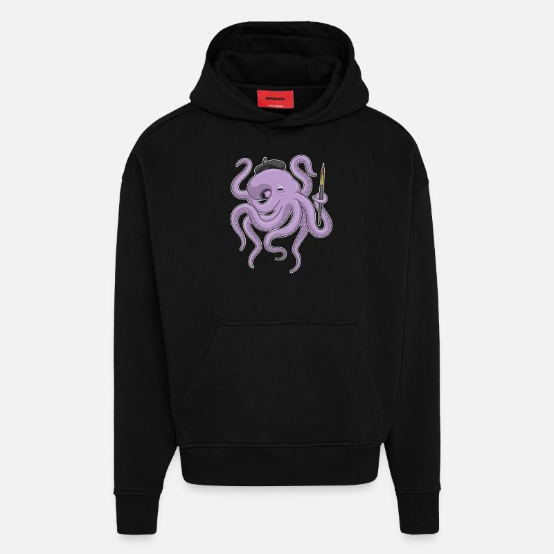Krake Maler Pinsel - Hoodie- made by SPREAD  - SOLID BLACK