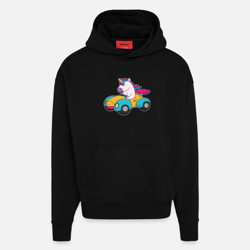 Einhorn Auto - Hoodie- made by SPREAD  - SOLID BLACK