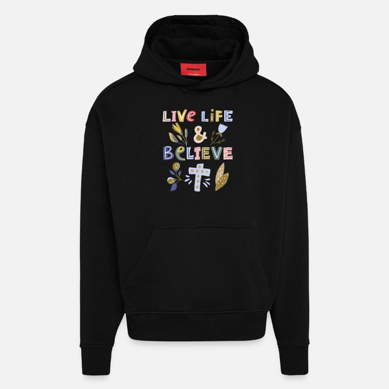 Foi chrétienne, Jésus-Christ, Proverbe - Sweat à capuche bio épais oversize fabriqué en UE - SOLID BLACK