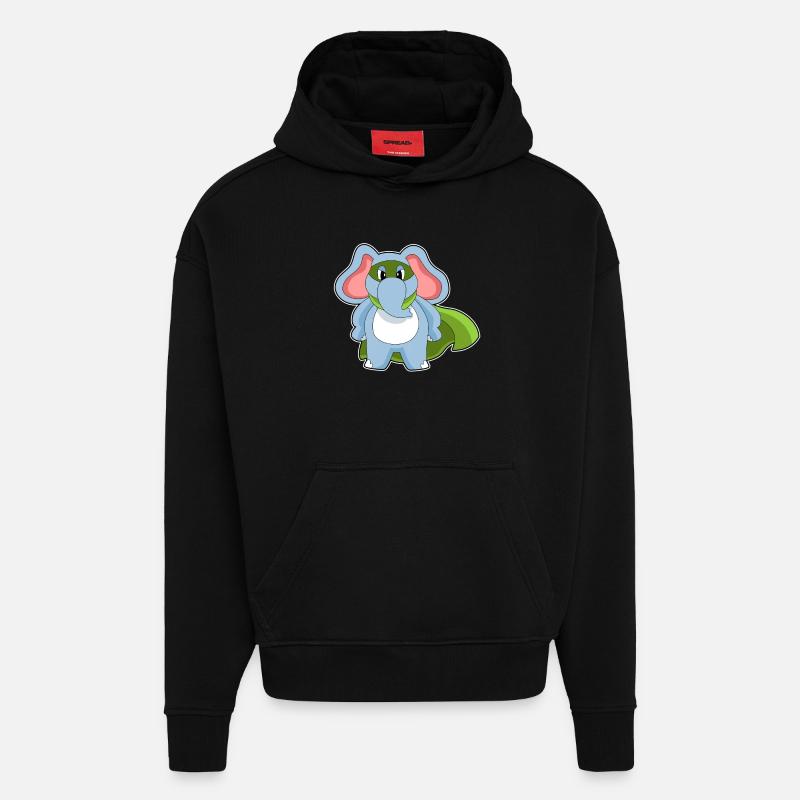 Elefant Held - Hoodie- made by SPREAD  - SOLID BLACK