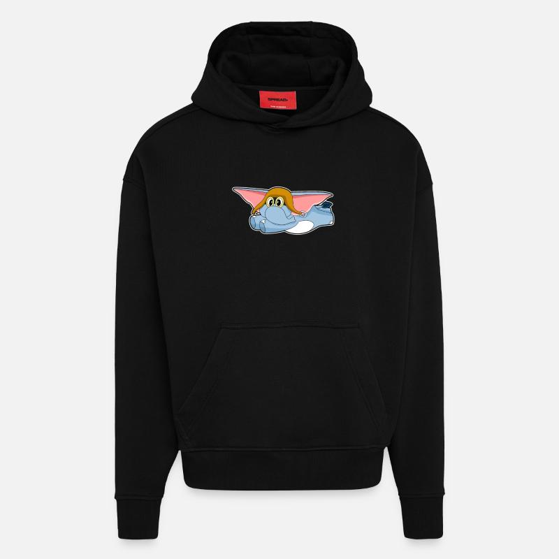 Casquette pilote d’éléphant - Sweat à capuche bio épais oversize fabriqué en UE - SOLID BLACK