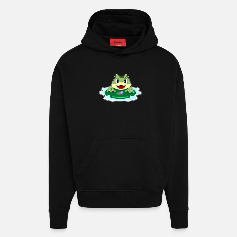 Mouche grenouille - Sweat à capuche bio épais oversize fabriqué en UE - SOLID BLACK