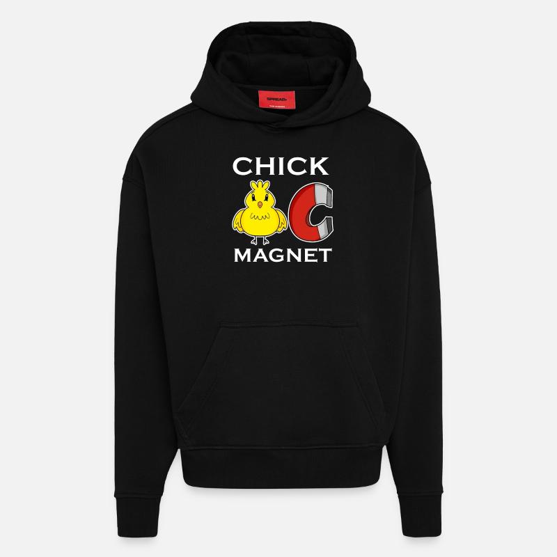 Aimant de poussin - Sweat à capuche bio épais oversize fabriqué en UE - SOLID BLACK