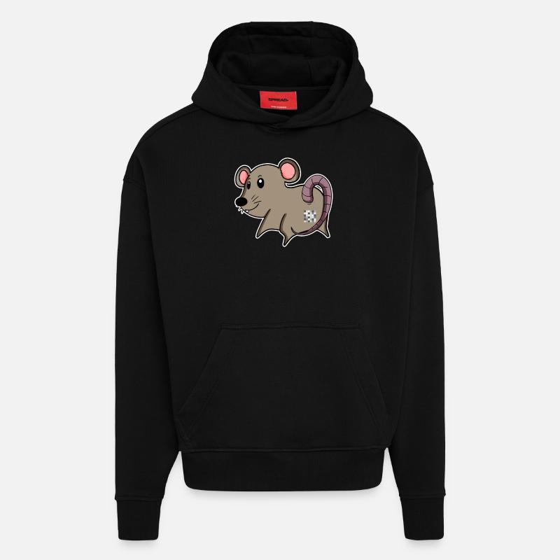 rumpa - mus rumpe - Heavyweight Oversized Organic hettegenser produsert i EU - SOLID BLACK