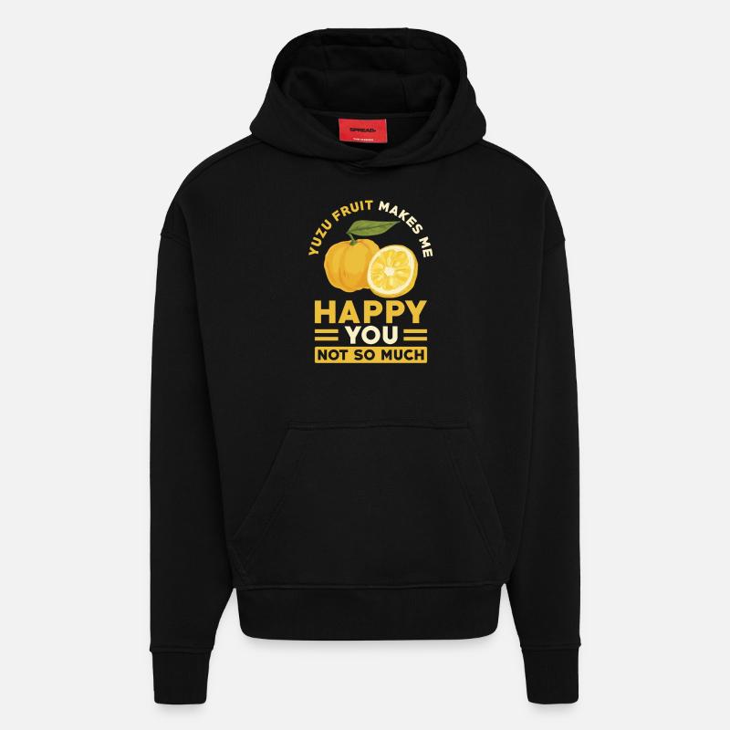 Yuzu Fruit Dicton - Sweat à capuche bio épais oversize fabriqué en UE - SOLID BLACK