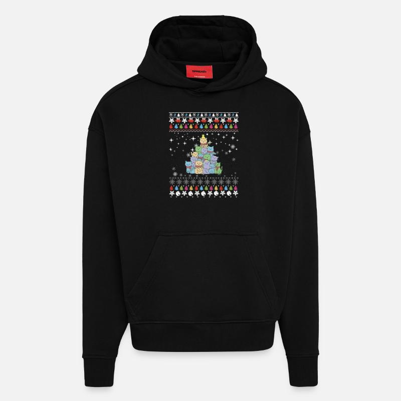 Christmas Cat Tree - Hoodie- made by SPREAD - SOLID BLACK