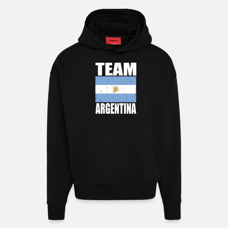 Équipe d’Argentine de football - Sweat à capuche bio épais oversize fabriqué en UE - SOLID BLACK