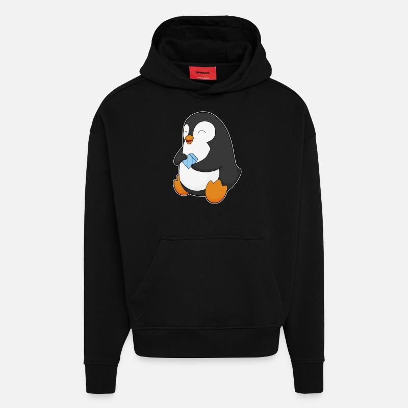 Penguin - Hoodie- made by SPREAD  - SOLID BLACK