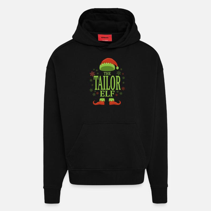 Elfe de Noël Schneider - Sweat à capuche bio épais oversize fabriqué en UE - SOLID BLACK