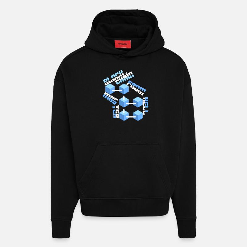 Blockchain-Master Block Chain lustiger Spruch - Hoodie- made by SPREAD - SOLID BLACK