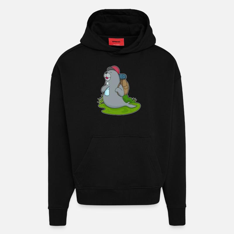 Seal Hiker Backpack - Hoodie- made by SPREAD  - SOLID BLACK