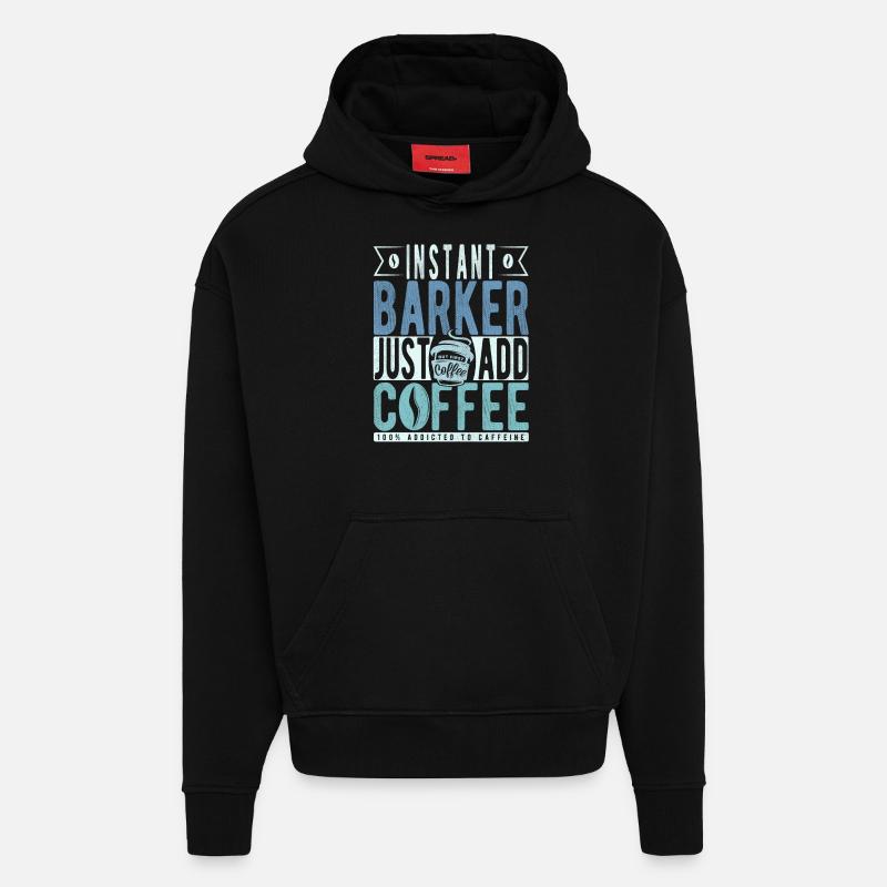 Dicton de café Buchalter - Sweat à capuche bio épais oversize fabriqué en UE - SOLID BLACK