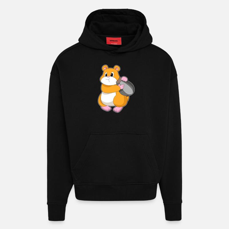 Hamster Noyer - Sweat à capuche bio épais oversize fabriqué en UE - SOLID BLACK