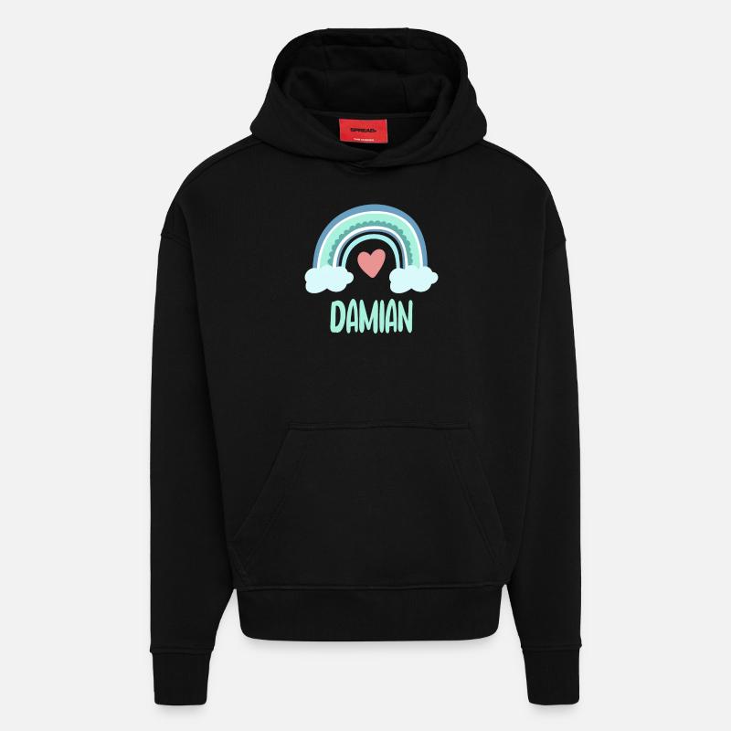 Damian Nom Rainbow Baby - Sweat à capuche bio épais oversize fabriqué en UE - SOLID BLACK