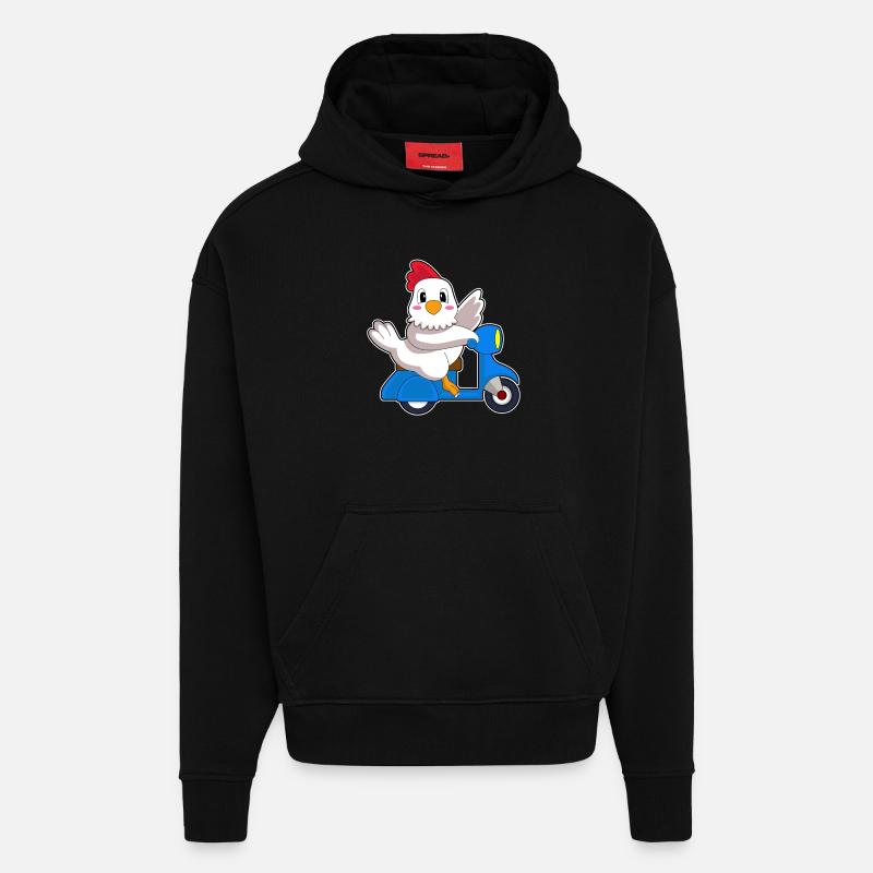 Huhn Motorroller - Hoodie- made by SPREAD  - SOLID BLACK