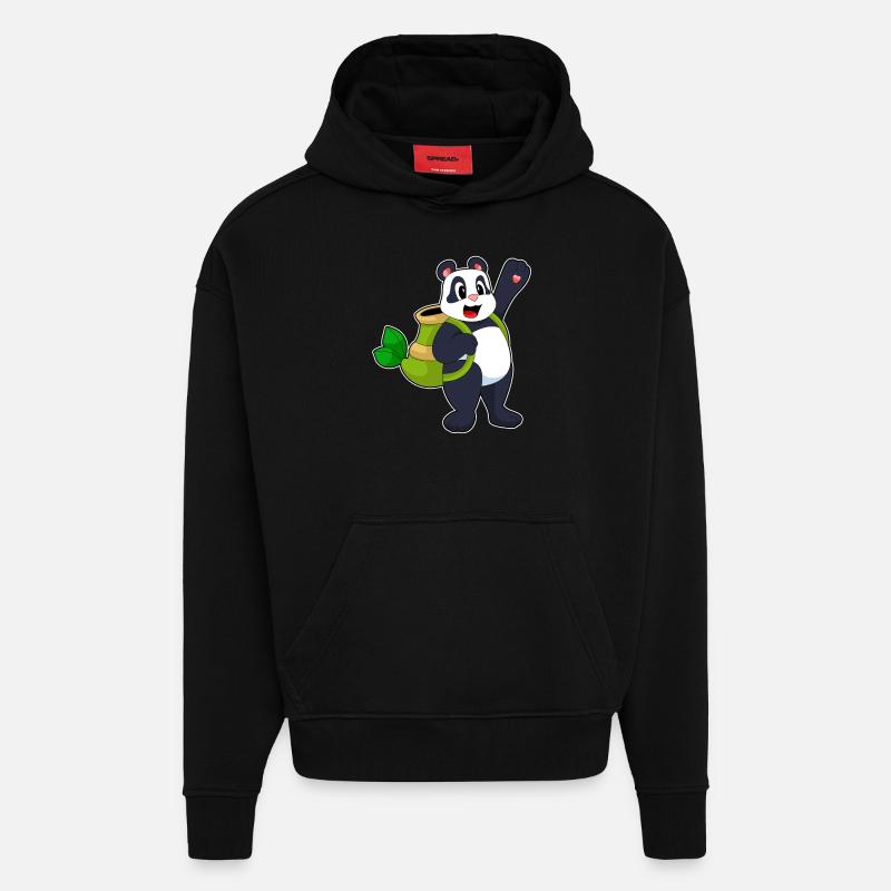 Panda Bamboo Backpack - Hoodie- made by SPREAD  - SOLID BLACK