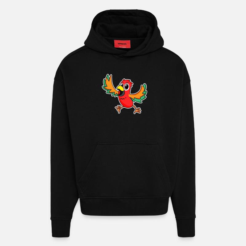 Perroquet Oiseaux Oiseaux - Sweat à capuche bio épais oversize fabriqué en UE - SOLID BLACK