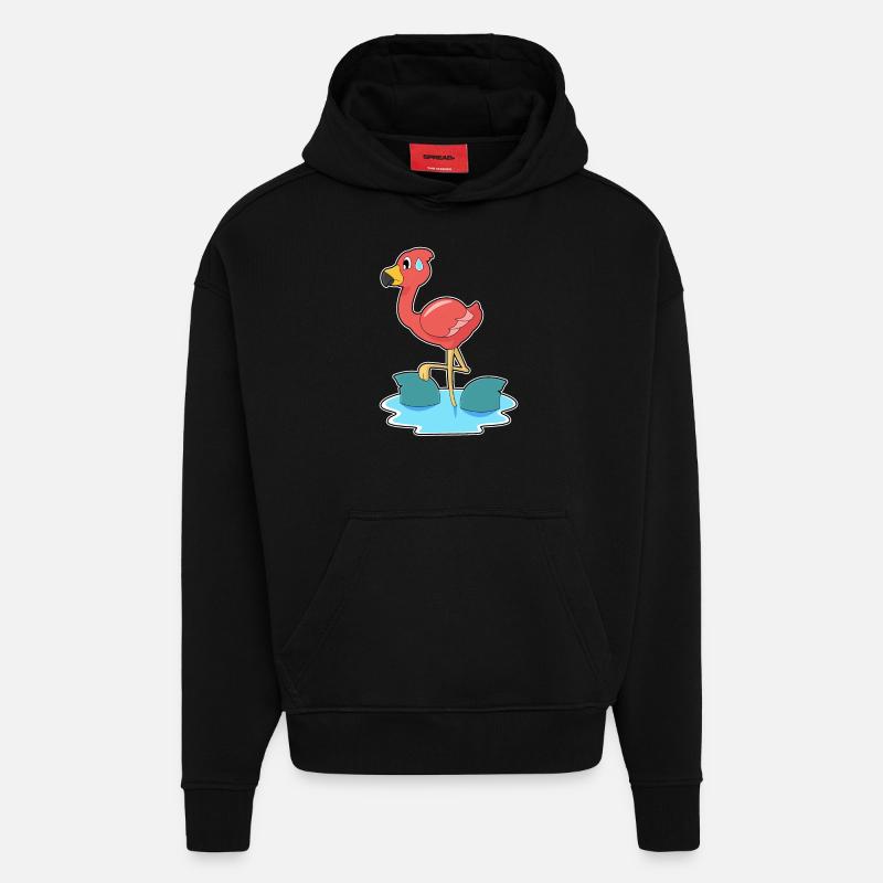 Flamingo Shark - Hoodie- made by SPREAD - SOLID BLACK