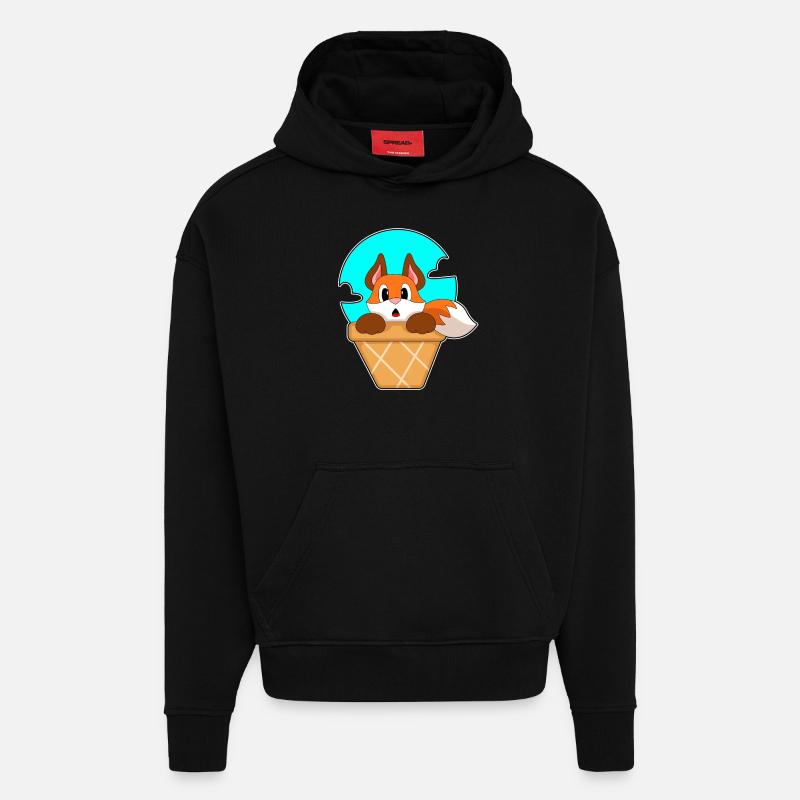 Cône de glace Fuchs - Sweat à capuche bio épais oversize fabriqué en UE - SOLID BLACK