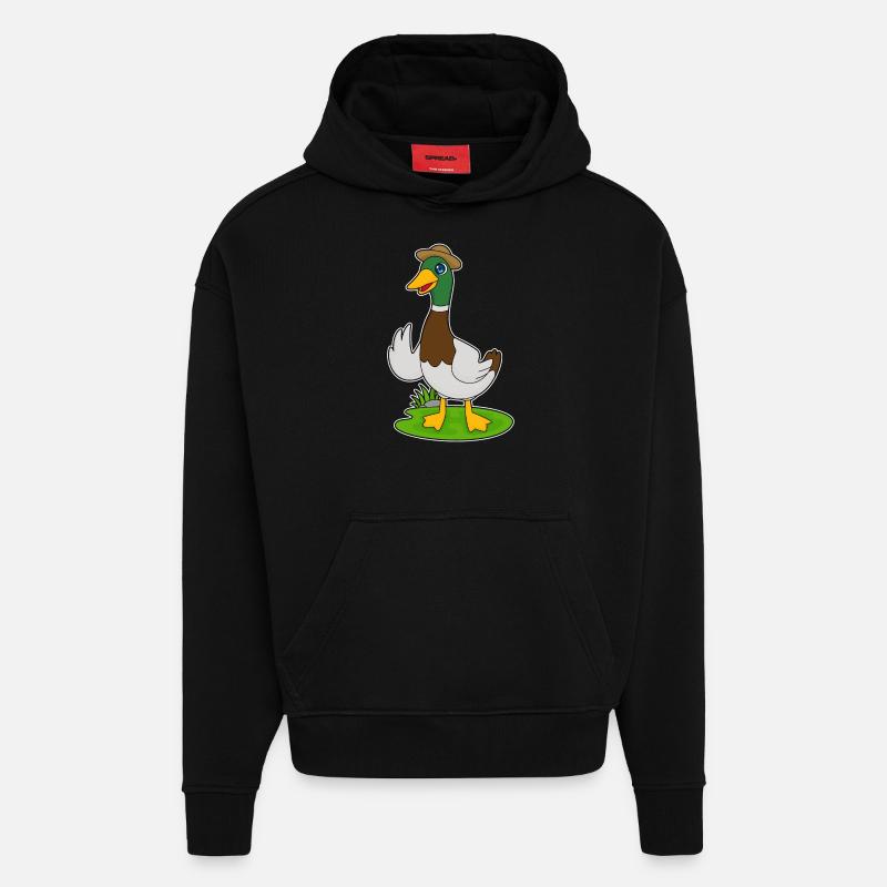 Chapeau de canard - Sweat à capuche bio épais oversize fabriqué en UE - SOLID BLACK
