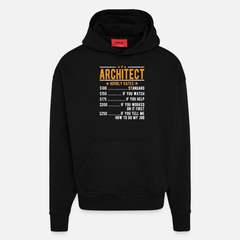 Salaire horaire d’architecte - Sweat à capuche bio épais oversize fabriqué en UE - SOLID BLACK