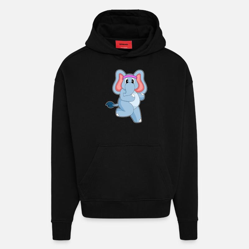 Elephant Jogger Jogging - Sweat à capuche bio épais oversize fabriqué en UE - SOLID BLACK