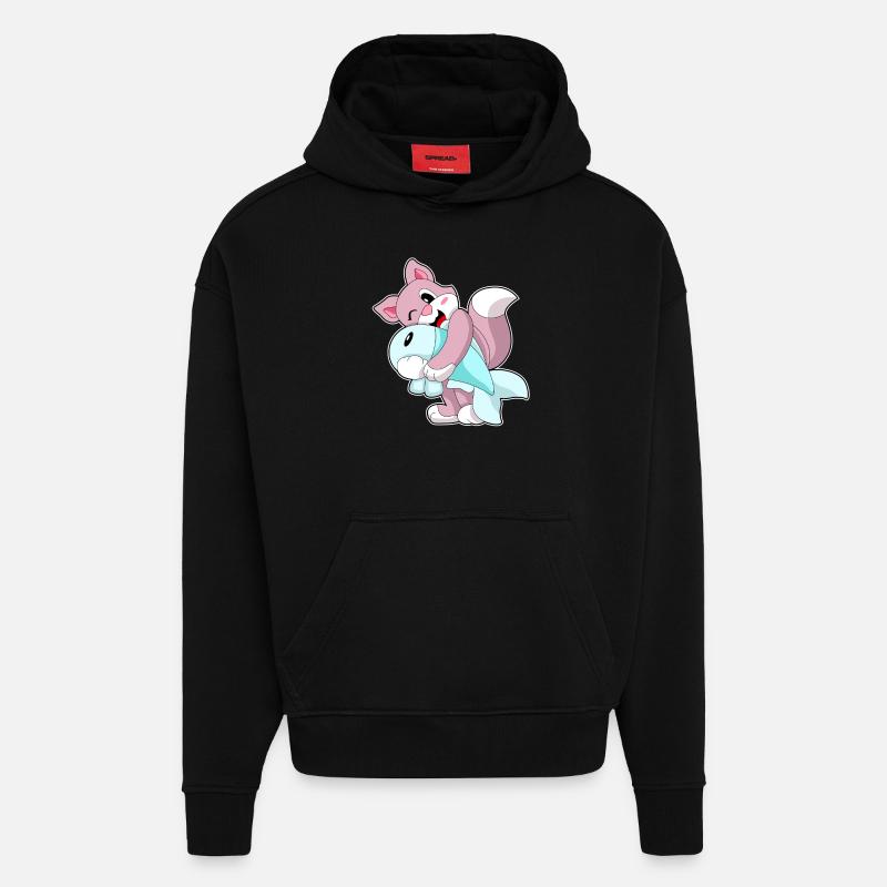 Poisson-chat - Sweat à capuche bio épais oversize fabriqué en UE - SOLID BLACK