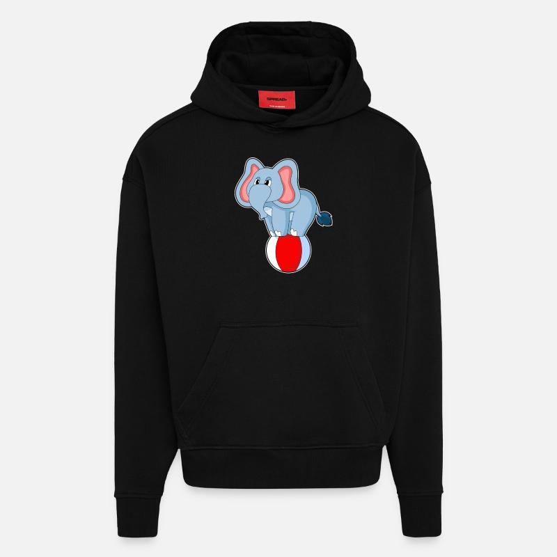 Cirque des éléphants - Sweat à capuche bio épais oversize fabriqué en UE - SOLID BLACK