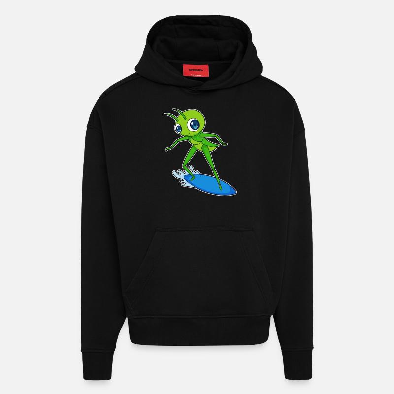 Caterpillar Surfer Surbrett - Sweat à capuche bio épais oversize fabriqué en UE - SOLID BLACK