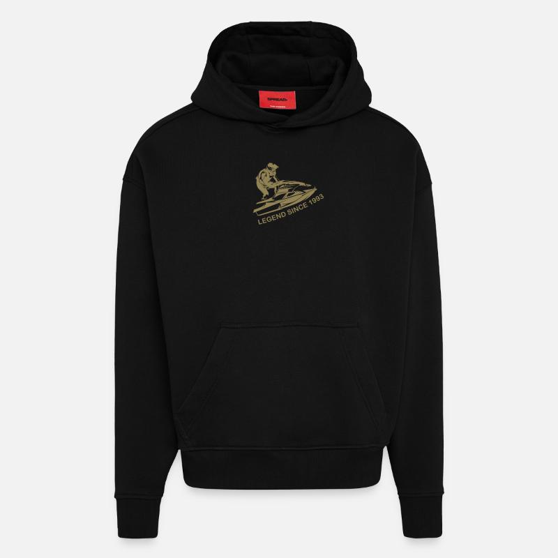 Jet Ski Legend 1993 Anniversaire - Sweat à capuche bio épais oversize fabriqué en UE - SOLID BLACK