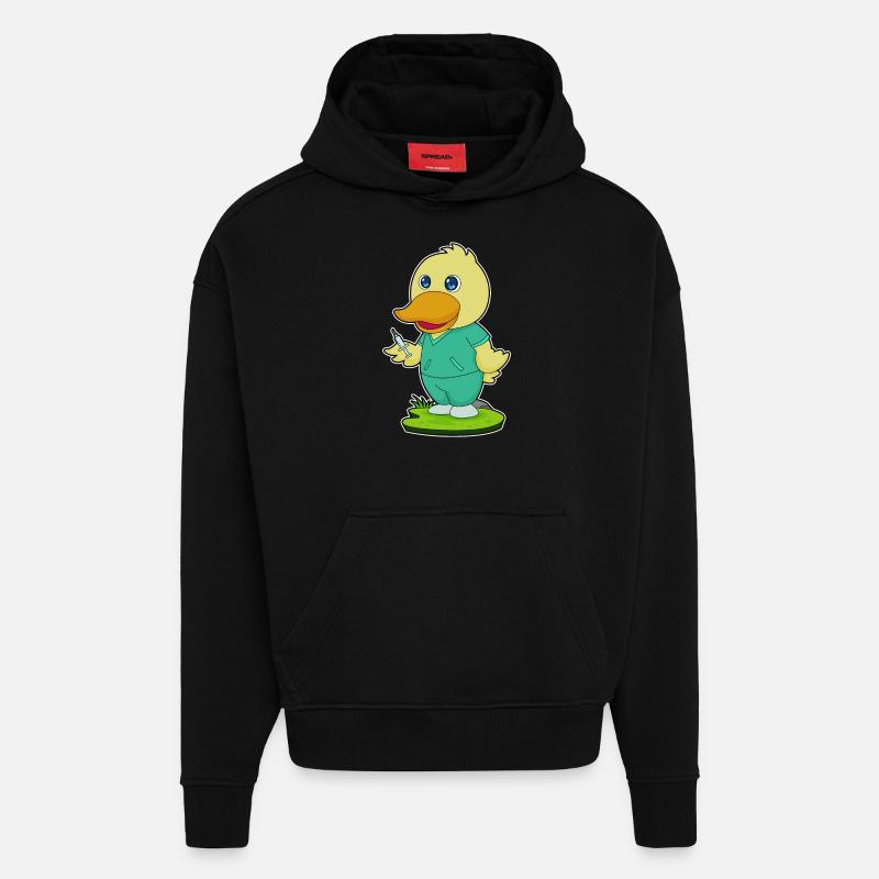 Seringue d’infirmière canard - Sweat à capuche bio épais oversize fabriqué en UE - SOLID BLACK