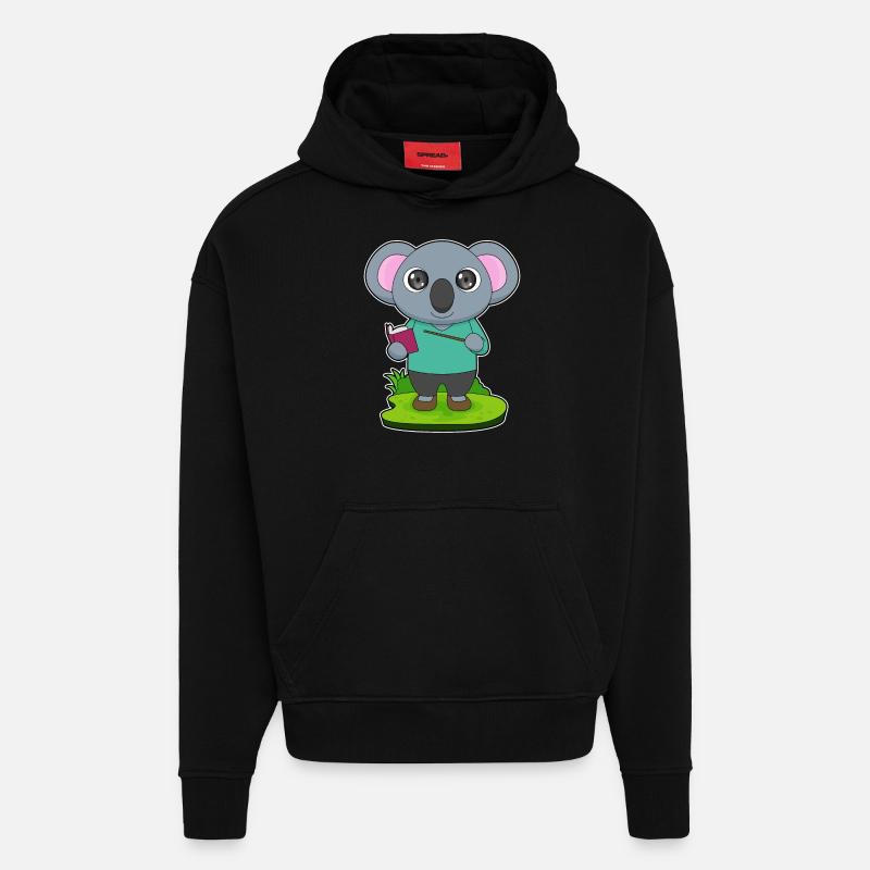 Koala Teacher Pointer - Hoodie- made by SPREAD  - SOLID BLACK