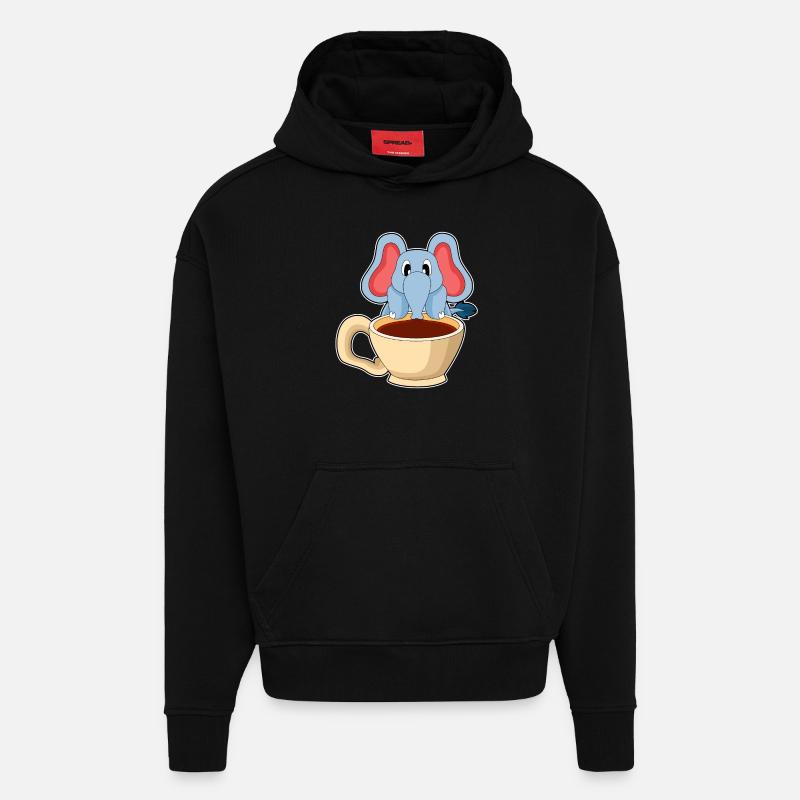 Elephant Coffee - Hoodie- made by SPREAD  - SOLID BLACK