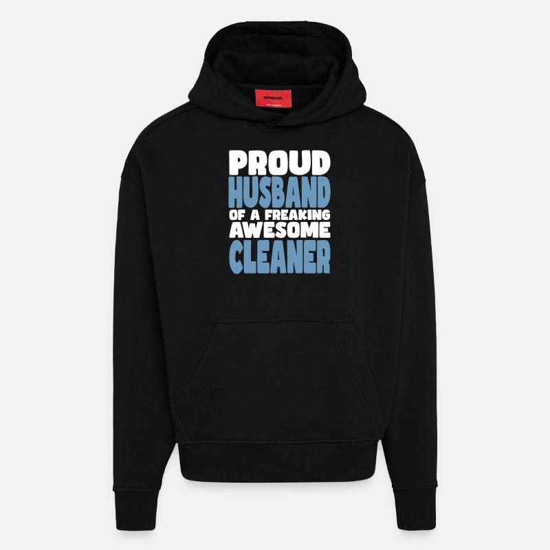 Fière épouse d’un sacré bon - Sweat à capuche bio épais oversize fabriqué en UE - SOLID BLACK