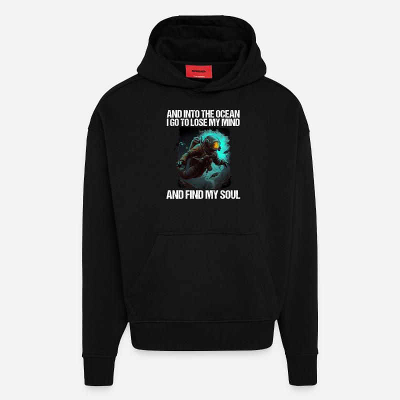 Plongeur plongeur plongeur - Sweat à capuche bio épais oversize fabriqué en UE - SOLID BLACK