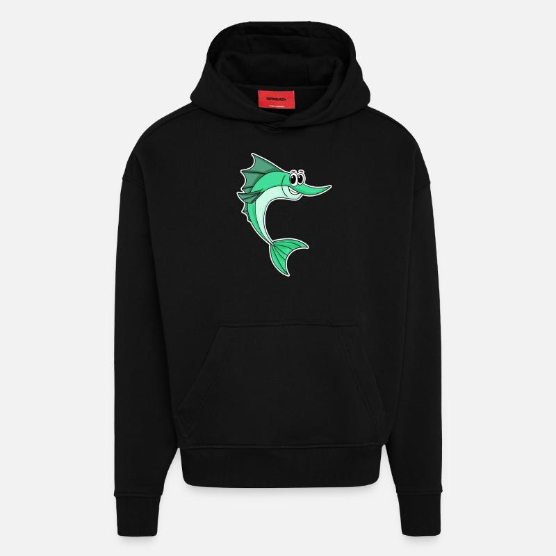 Espadon mignon - Sweat à capuche bio épais oversize fabriqué en UE - SOLID BLACK