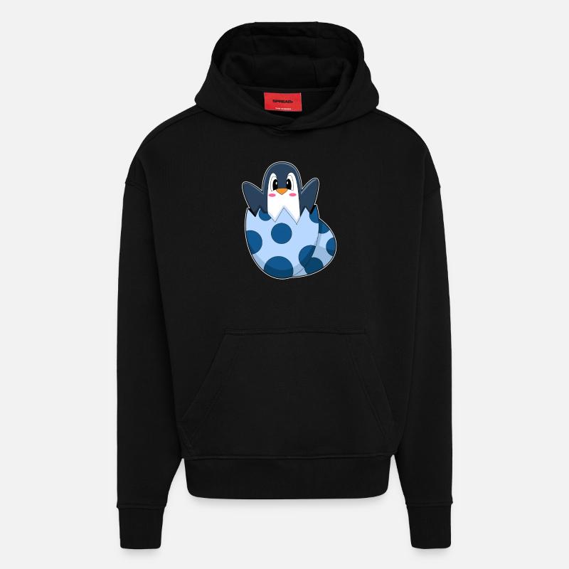 Oeuf de pingouin - Sweat à capuche bio épais oversize fabriqué en UE - SOLID BLACK