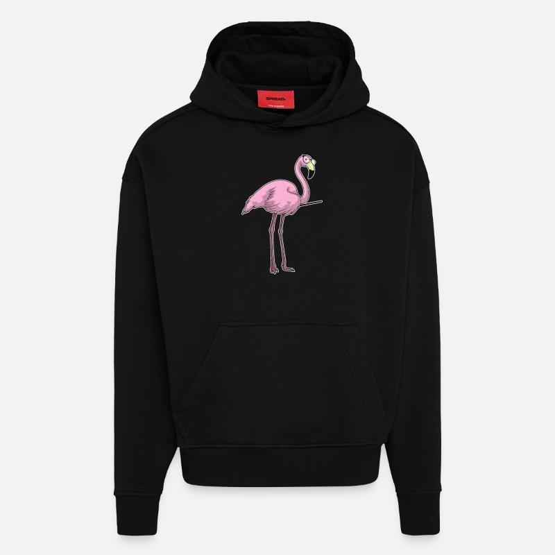 Flamingo Teacher Pointer - Sweat à capuche bio épais oversize fabriqué en UE - SOLID BLACK