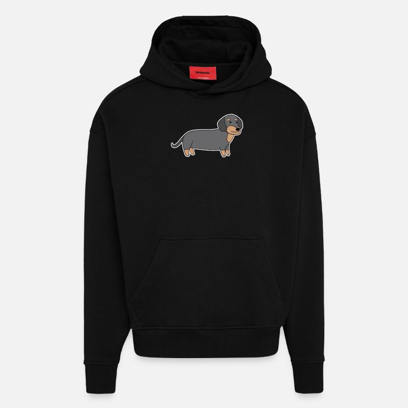 Dackel Dachshund Teckel - Sweat à capuche bio épais oversize fabriqué en UE - SOLID BLACK