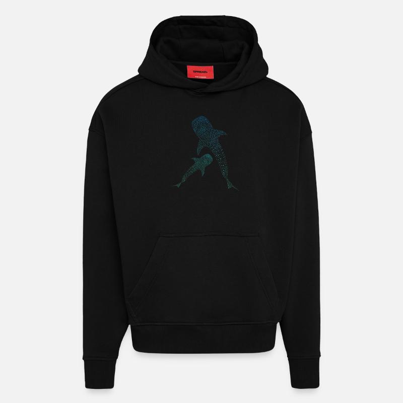 Requin-baleine de Walhai - Sweat à capuche bio épais oversize fabriqué en UE - SOLID BLACK