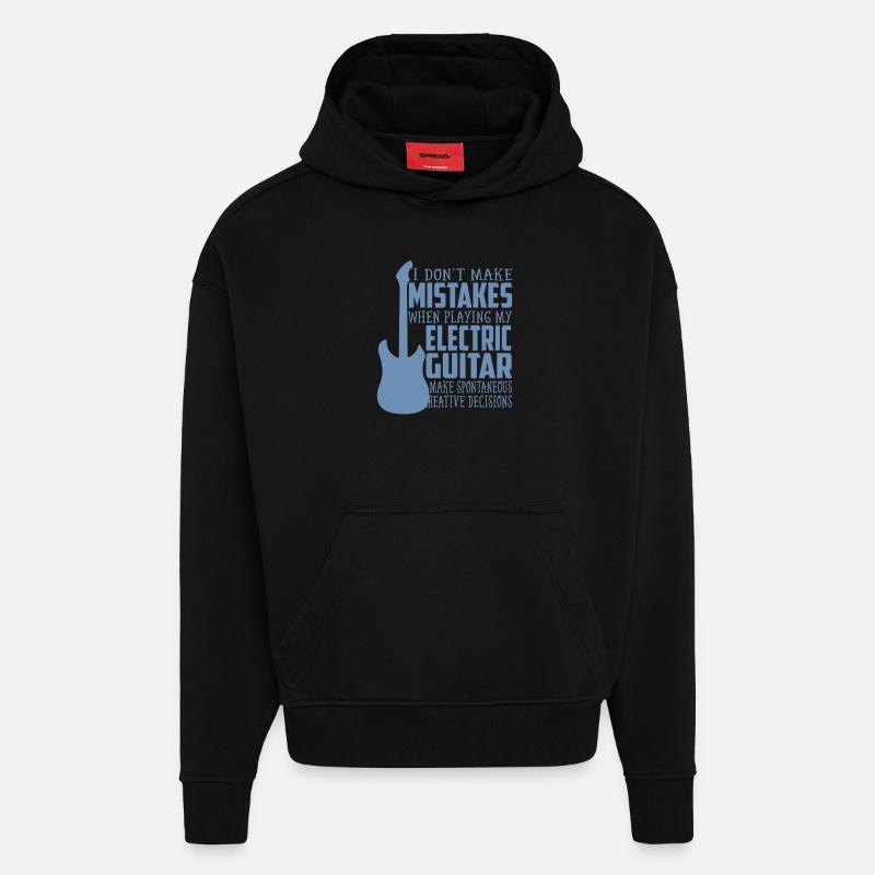 Père à la guitare électrique - Sweat à capuche bio épais oversize fabriqué en UE - SOLID BLACK
