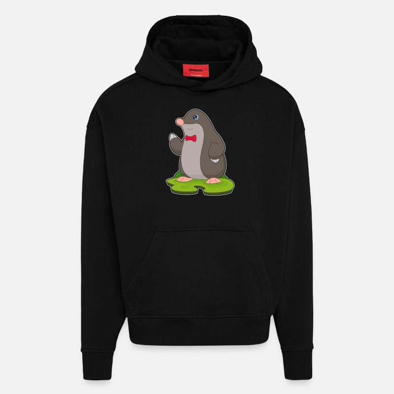 Noeud papillon Mole Gentleman - Sweat à capuche bio épais oversize fabriqué en UE - SOLID BLACK