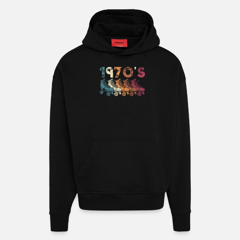 70s Rollerskate Rollerskating - Hoodie- made by SPREAD  - SOLID BLACK