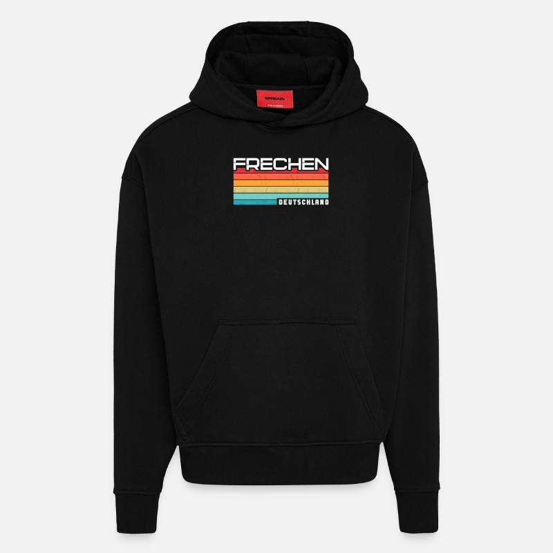Frechenerin Frechener Frechen - Sweat à capuche bio épais oversize fabriqué en UE - SOLID BLACK