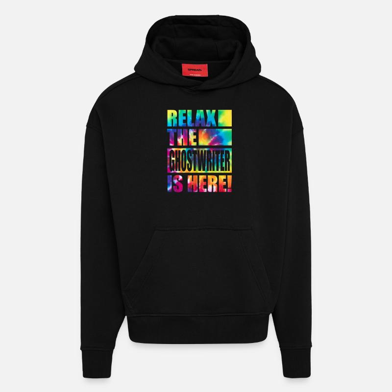 Ghostwriter Funny Dicton - Sweat à capuche bio épais oversize fabriqué en UE - SOLID BLACK
