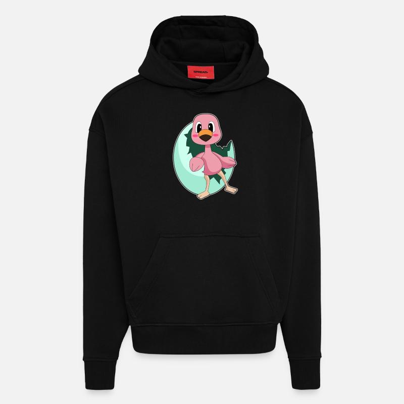 Flamingo Egg - Hoodie- made by SPREAD  - SOLID BLACK