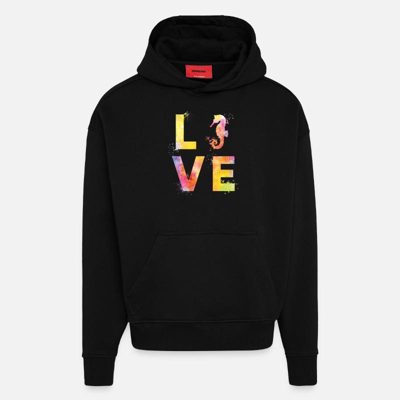 Les hippocampes adorent - Sweat à capuche bio épais oversize fabriqué en UE - SOLID BLACK