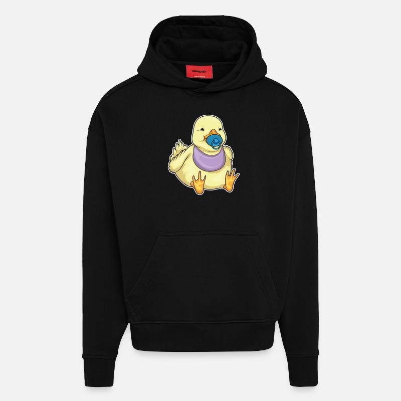 Dossard sucette de canard - Sweat à capuche bio épais oversize fabriqué en UE - SOLID BLACK