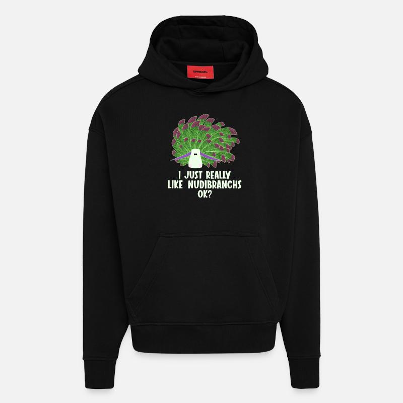 Nudibranches nudibranches - Sweat à capuche bio épais oversize fabriqué en UE - SOLID BLACK